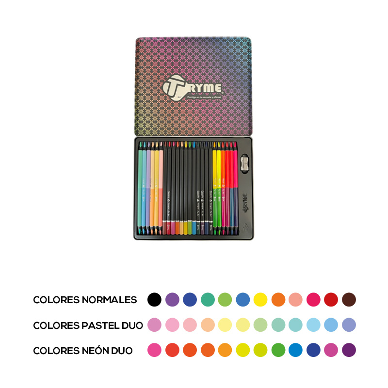Tryme 24 Lapices De Colores Metalicos Profesionales Premium